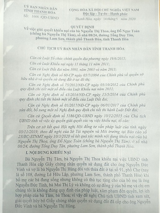 thanh hoa so do da duoc cap 20 nam bi thu hoi vi cap khong dung doi tuong